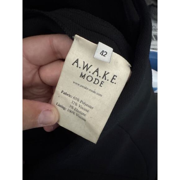 Women's A.W.A.K.E. MODE Skirted Ponte Overlay Flare Pants size 42 in Black Glam - Picture 7 of 8